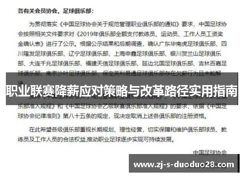 职业联赛降薪应对策略与改革路径实用指南